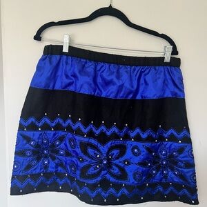 Elegant Blue and Black Women's Mini Skirt